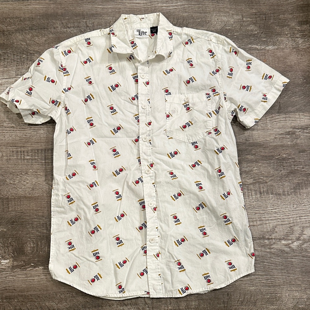 Men's Medium‎ Miller Lite Button Down Shirt Size Medium